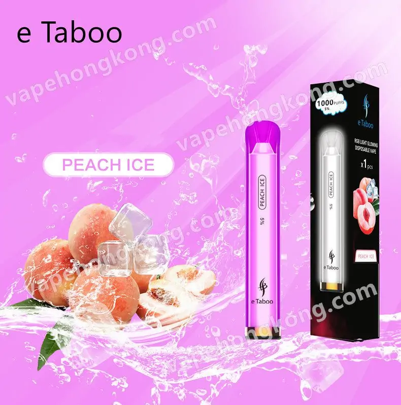 eTaboo Peach Ice Colorful Luminous Disposable Electronic Cigarette (1000 Puffs) - VapeHongKong