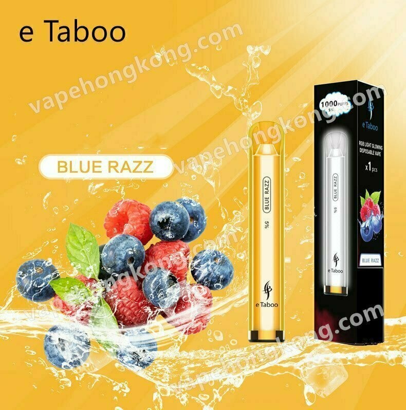 eTaboo 藍莓樹莓 七彩發光一次性電子煙（1000口）- VapeHongKong