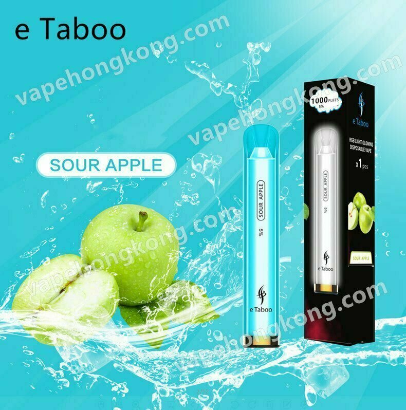 eTaboo Sour Apple Colorful Luminous Disposable Electronic Cigarette (1000 Puffs) - VapeHongKong