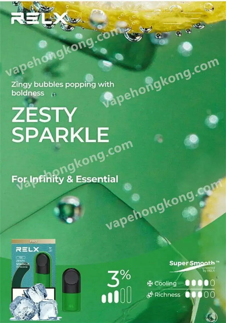 Relx Infinity Zesty Sparkle Relx 4代煙彈 檸檬雪碧 悅刻無限煙彈 (英文版)(煙彈x2 or x1)(通用Relx 4, 5代主機及通用機)