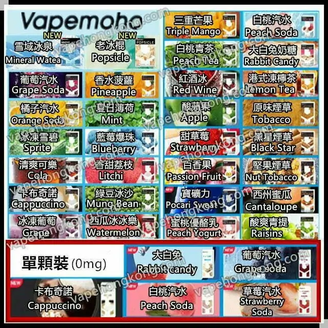 Vapemoho 魔盒透明煙彈(多口味)(通用Relx1代機)(煙彈x3) - VapeHongKong