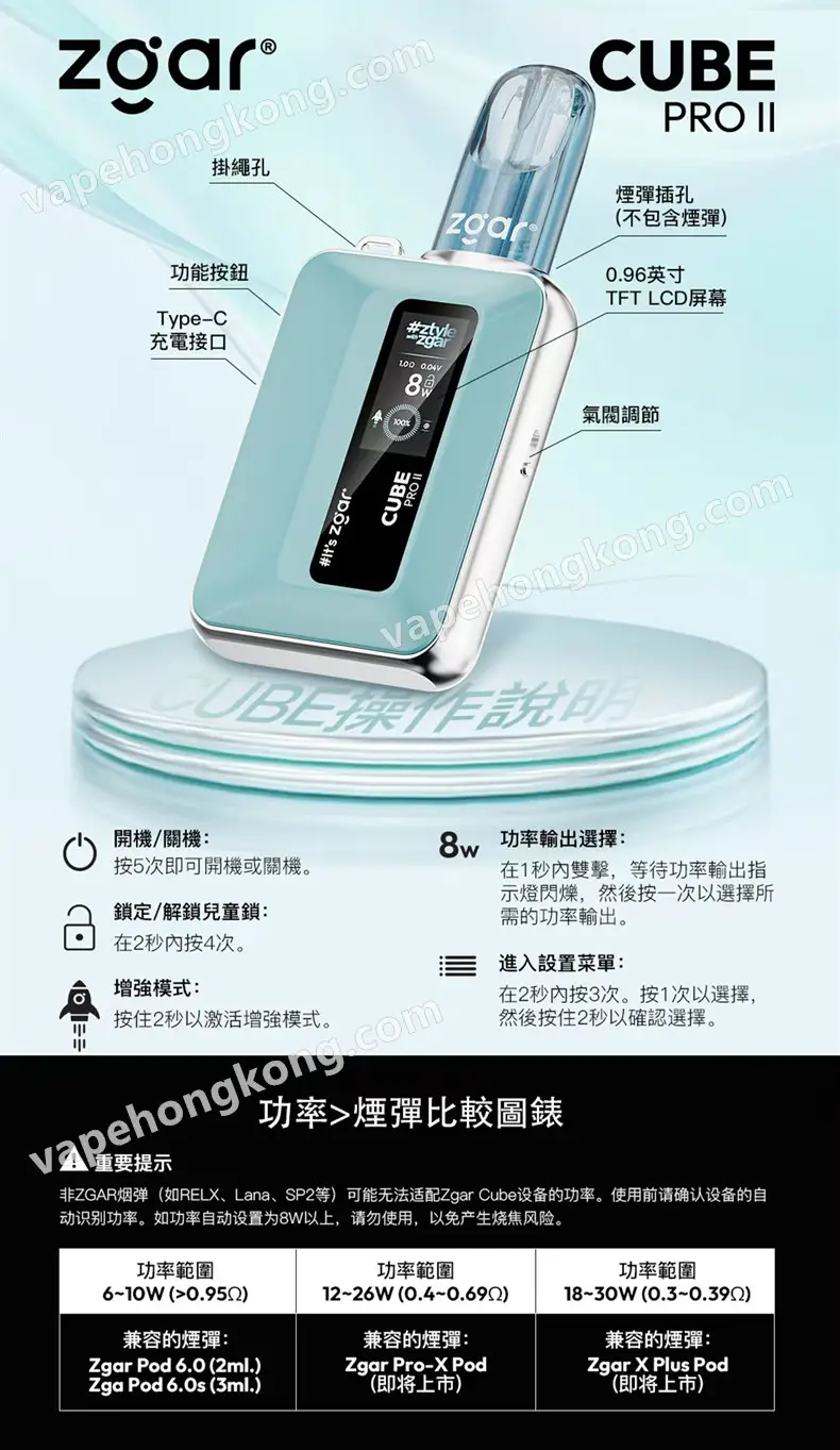 Zgar Pod Device Cube Pro II 電子煙煙機(Relx 4-6代通用)