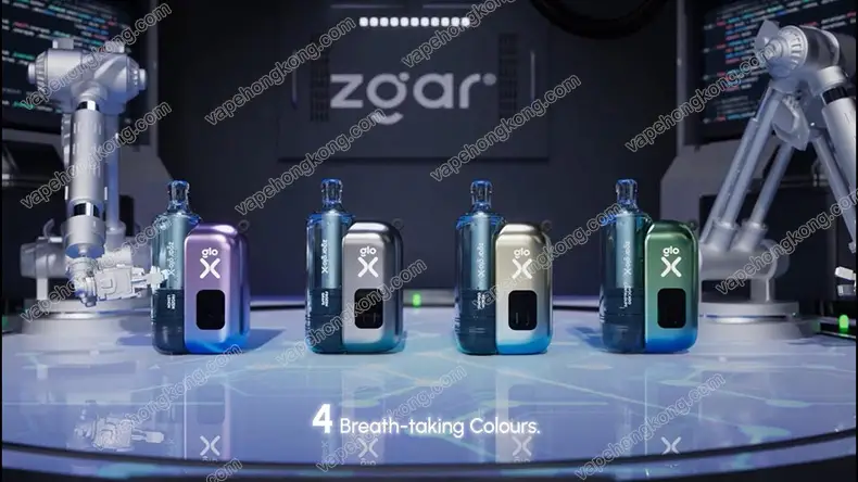 Zgar Glo-X disposable vape (12000 puffs)(rechargeable)(900mAh)(12/16/20W output)(dual mesh mode)(multiple flavors)