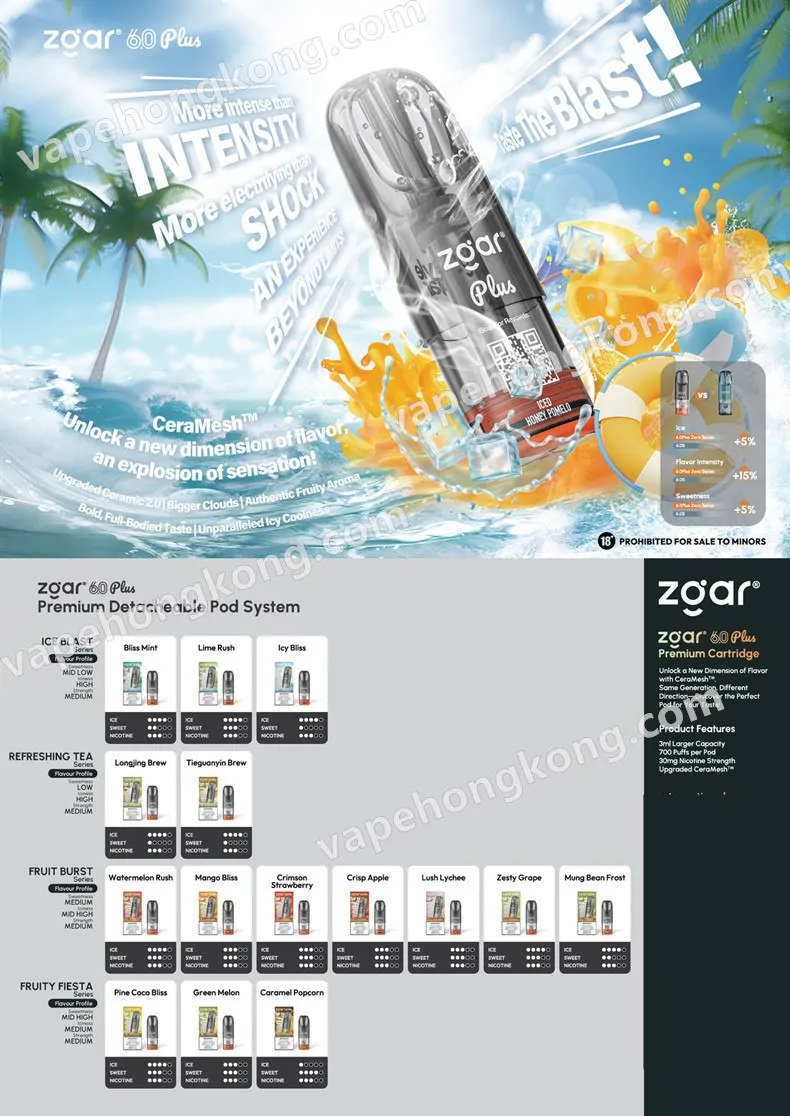 Zgar 6.0 Plus 電子煙煙彈 (Relx 4,5,6代通用) (3ml單顆裝)