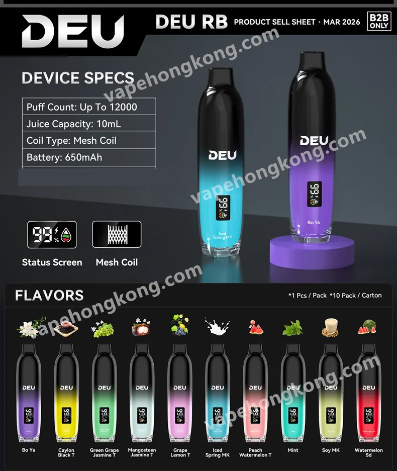 DEU 12K Puffs Disposable 一次性電子煙(12000 口数)
